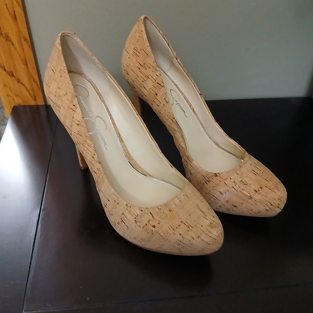 Jessica Simpson Tan Cork Heels